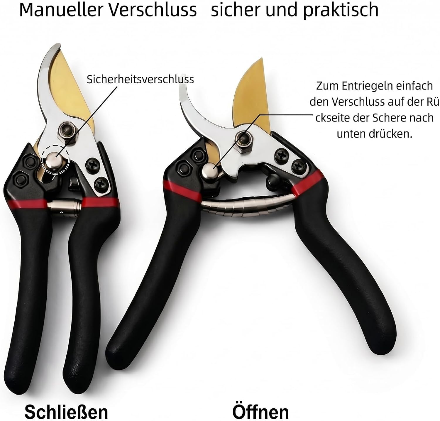 Detalle de Ruilpptup YYJ-HEI-001 snoeischaar met SK5-bypassmes en ergonomische handgreep