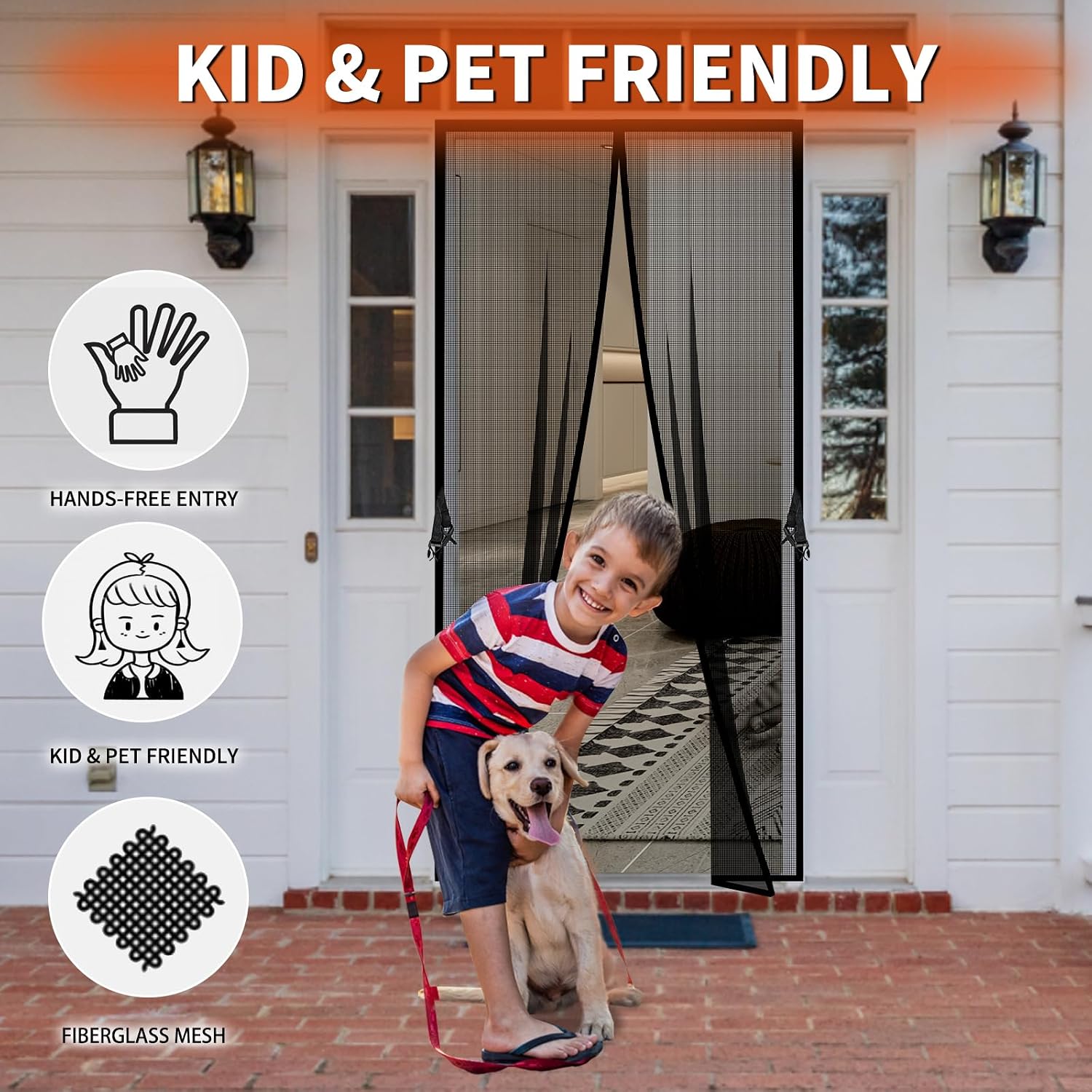 Detalle 2 de Iduontis Magnetic Fiberglass Screen Door, Fits 32 x 80-Inch Doorways