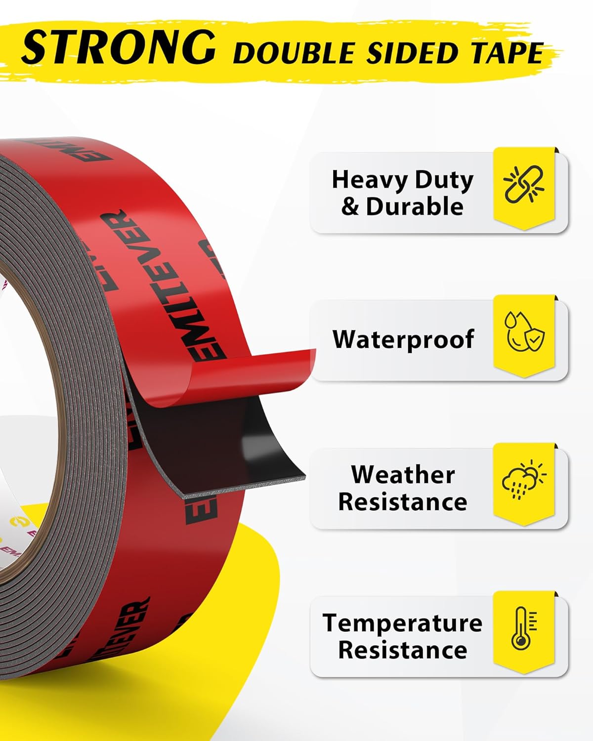 Thumbnail 1 de Emitever Heavy Duty Double Sided Tape (19mm x 5m) – extra strong, waterproof mounting tape for cars, LED strips and décor
