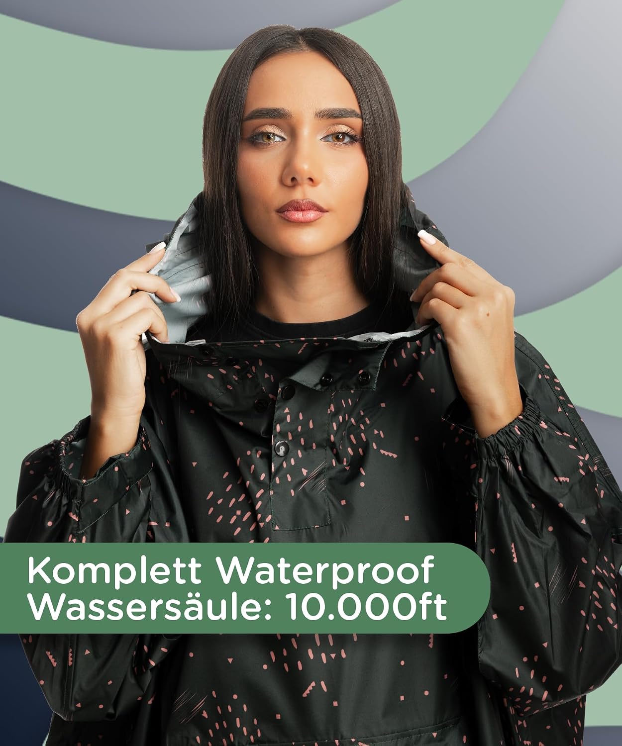 Detalle de Jubi® RP_01 regenponcho voor dames van 100% gerecycled polyester