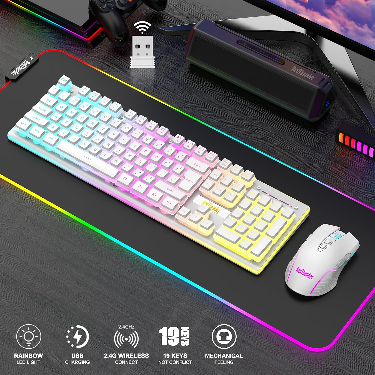 Detalle de RedThunder K10 Wireless Gaming Keyboard and Mouse Combo