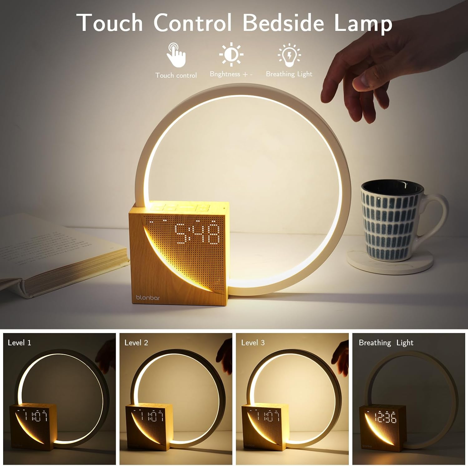Thumbnail 5 de blonbar 10W Nachttischlampe mit Wake Up Licht – Schlafhilfe, Dual-Wecker und USB-Ladeanschlüsse