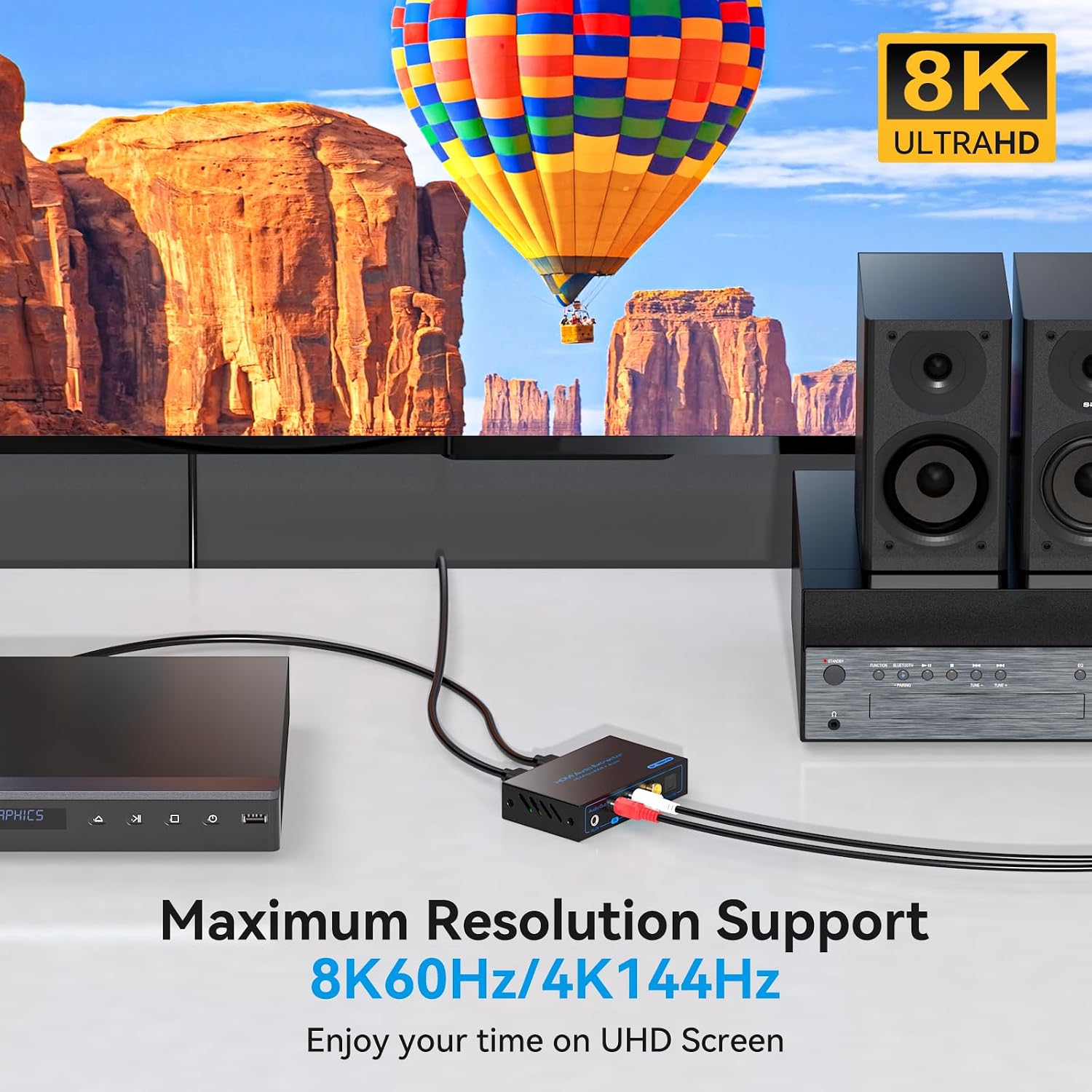 Detalle de VPFET 8K HDMI 2.1 Audio Extractor, 4K120Hz, Optical and Stereo Outputs