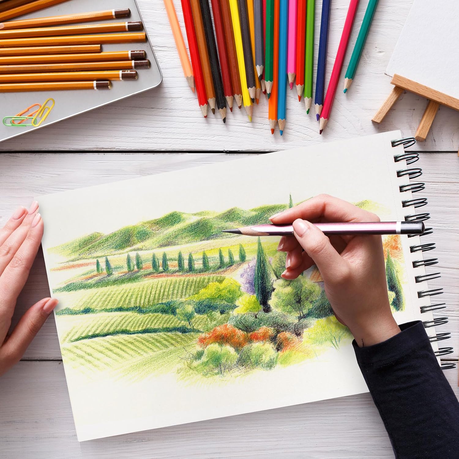 Detalle 2 de Stationery Island Skizzenbuch A5 mit 180 g/m² Zeichenpapier, 100 Seiten, spiralgebunden