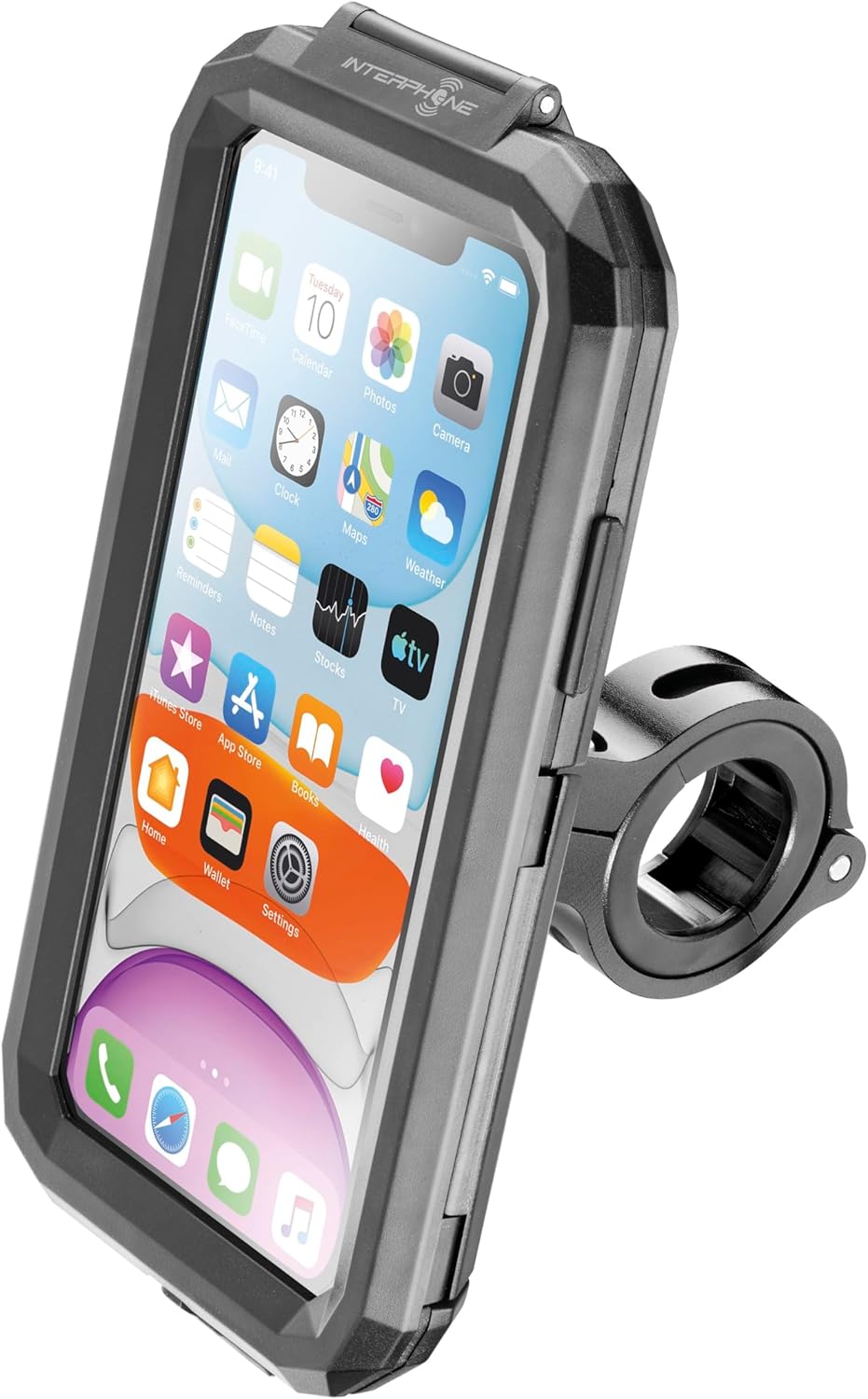 Detalle de INTERPHONE ARMOR - Porta Cellulare Moto e Bicicletta con Rotazione 360°, protezione acqua/polveri, compatibile 4,5"–5,8