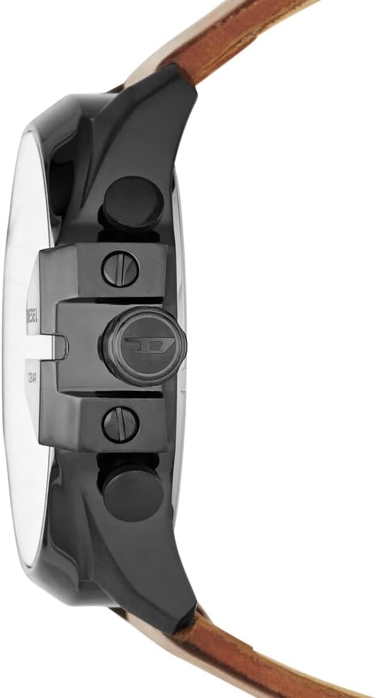 Thumbnail 4 de Diesel Mega Chief Series – Montre homme chrono, boîtier 51 mm, cadran noir et bracelet cuir marron