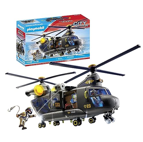 PLAYMOBIL City Action 71149 Fuerzas Especiales Helicóptero Banana con luz y sonido