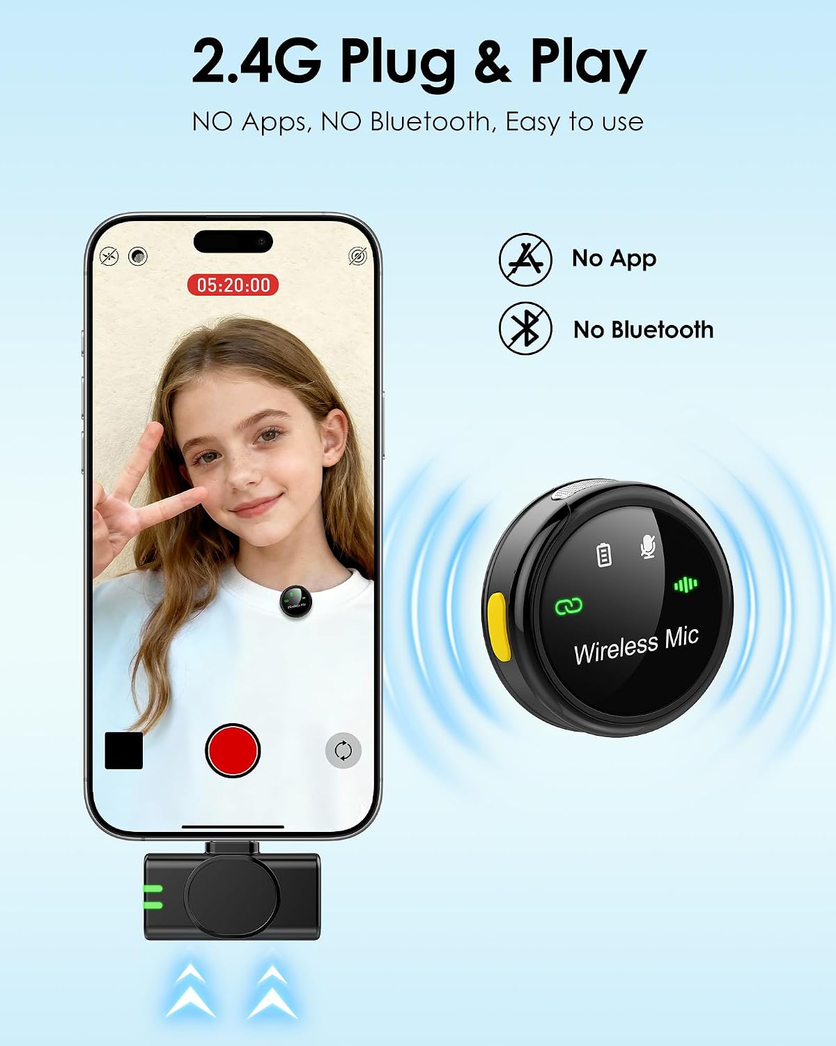 Detalle de Wireless Lavalier Microphone with 360° Clip