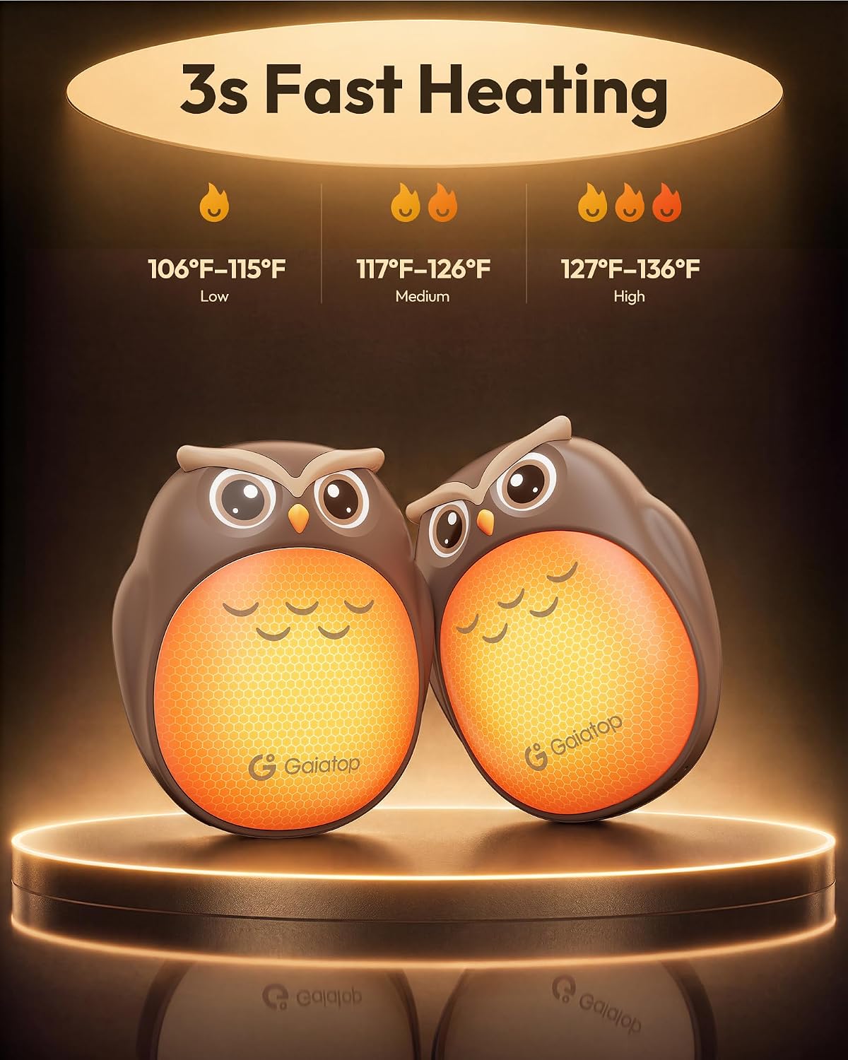 Thumbnail 3 de Gaiatop Rechargeable Hand Warmers, 2-Pack Owl Magnetic 3-Level