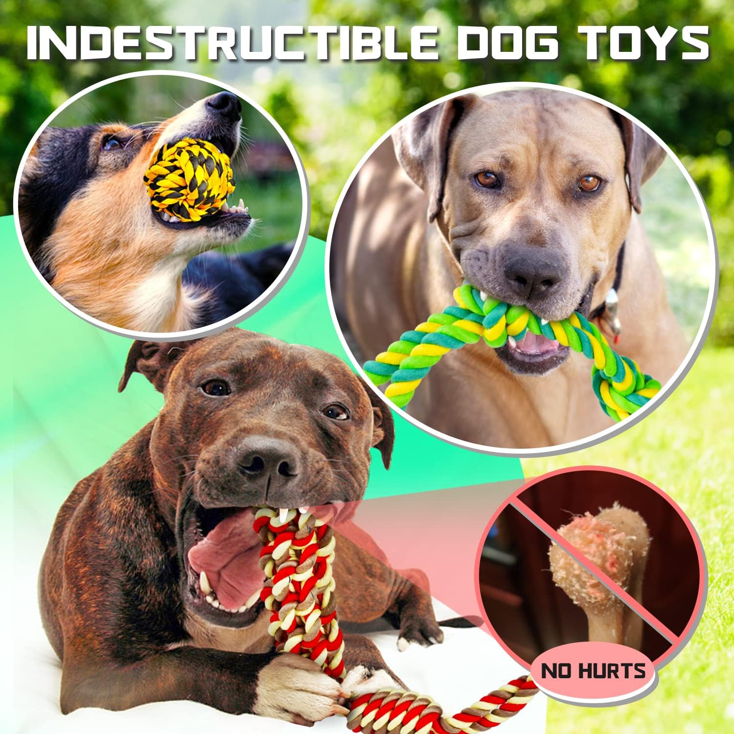 Detalle de SHARLOVY XL Dog Chew Toys 14 Pack