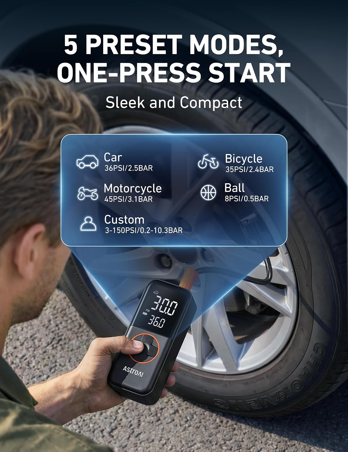 Thumbnail 5 de AstroAI Cordless Tire Inflator 150 PSI