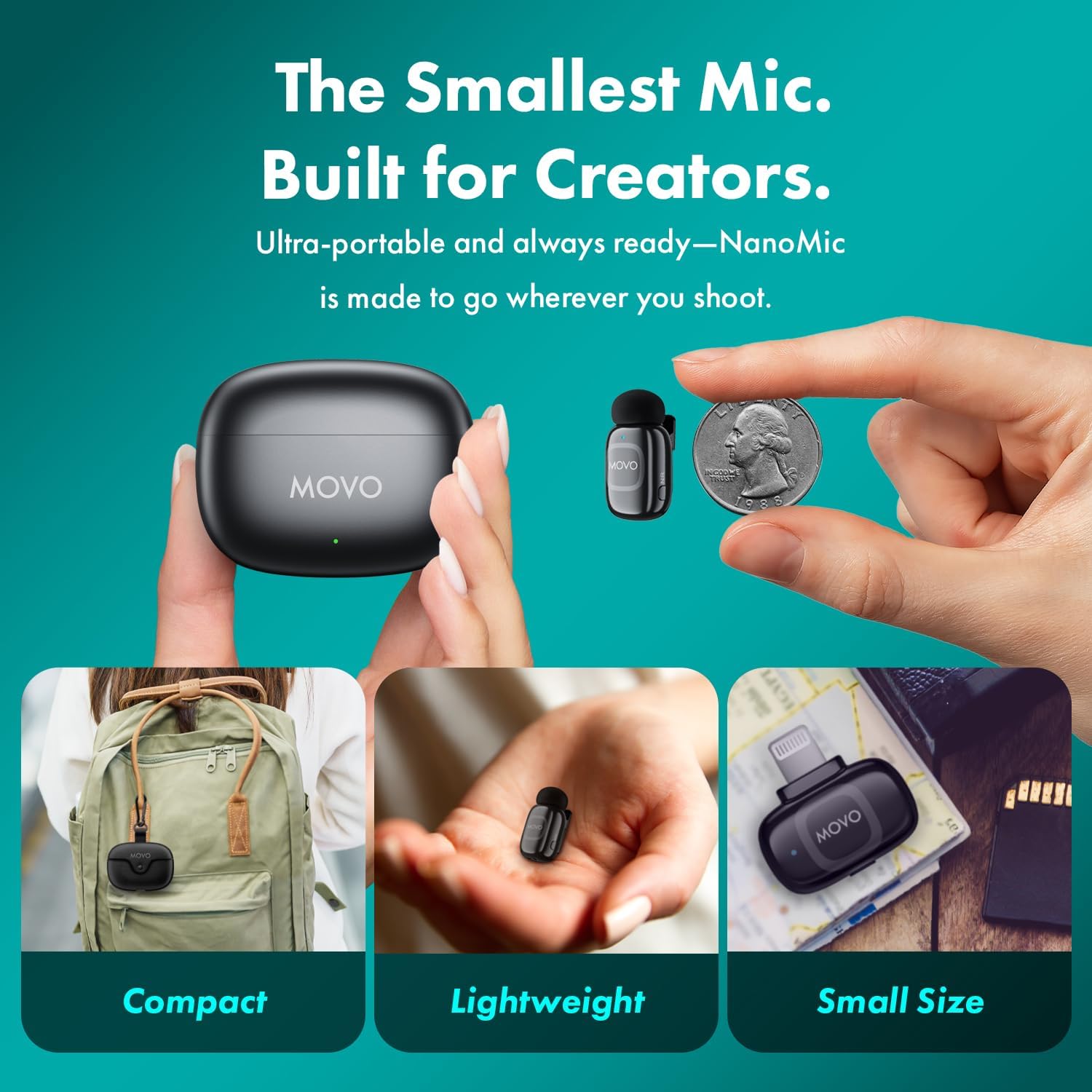 Thumbnail 6 de Movo NanoMic Dual Wireless Lavalier 6 h