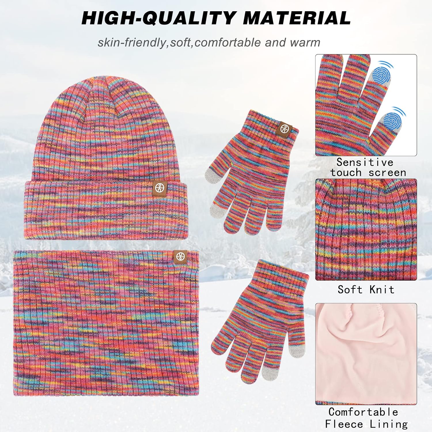 Detalle 2 de QKURT Kids Beanie Set for 5-10 Years Old 🧣