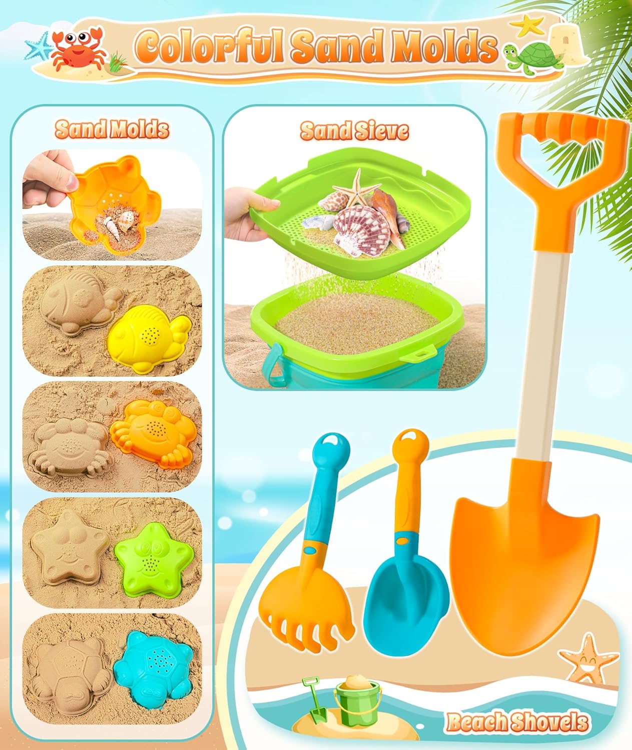 Thumbnail 5 de DUDUCOFU Collapsible Beach Sand Toys Set – 11 Pcs for Kids and Toddlers