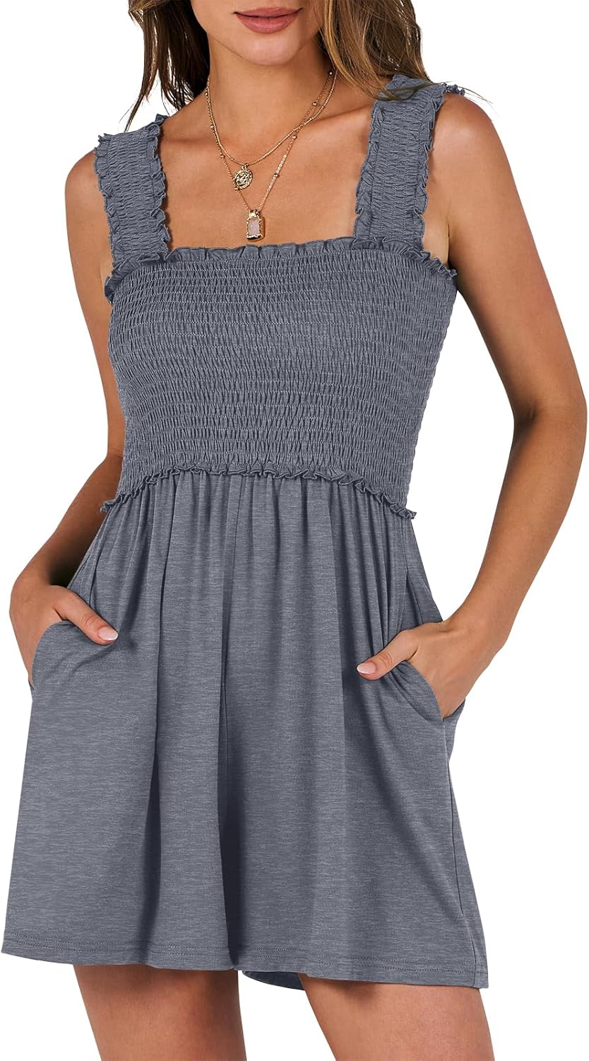 Detalle de Caracilia smocked romper jumpsuit, Square Neck