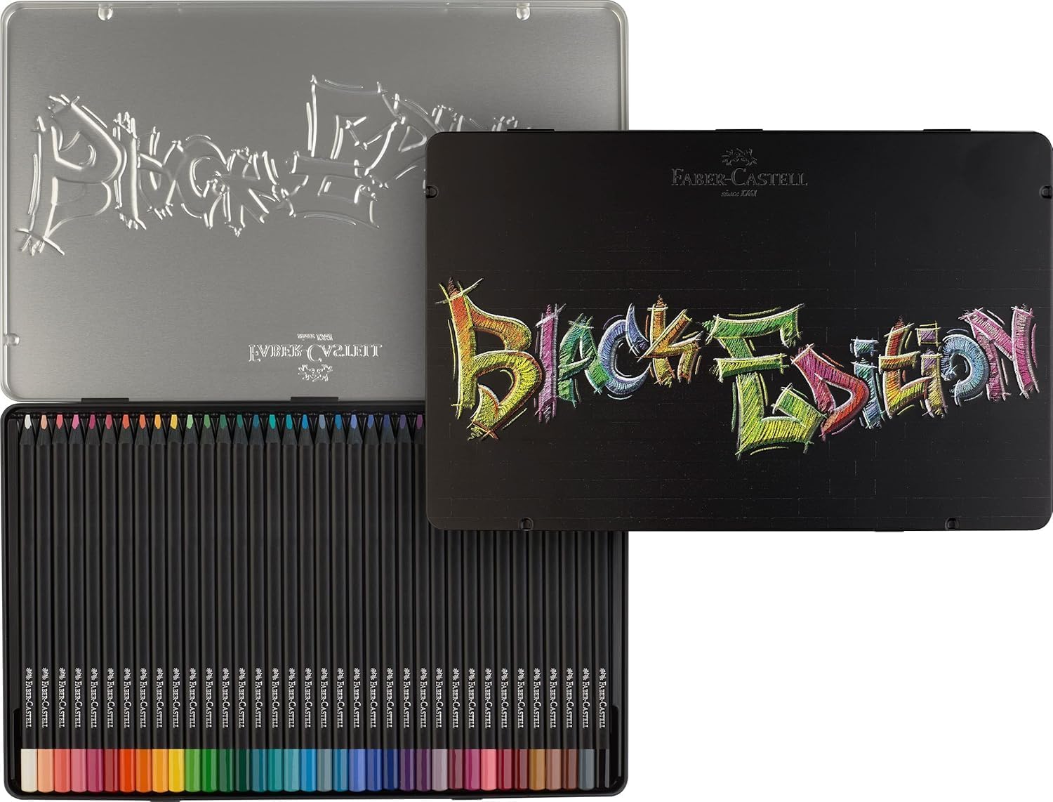Thumbnail 1 de Faber-Castell 116437 Black Edition Buntstifte 36er Metallbox – Bruchsichere, ergonomische Stifte für helles und dunkles Papier