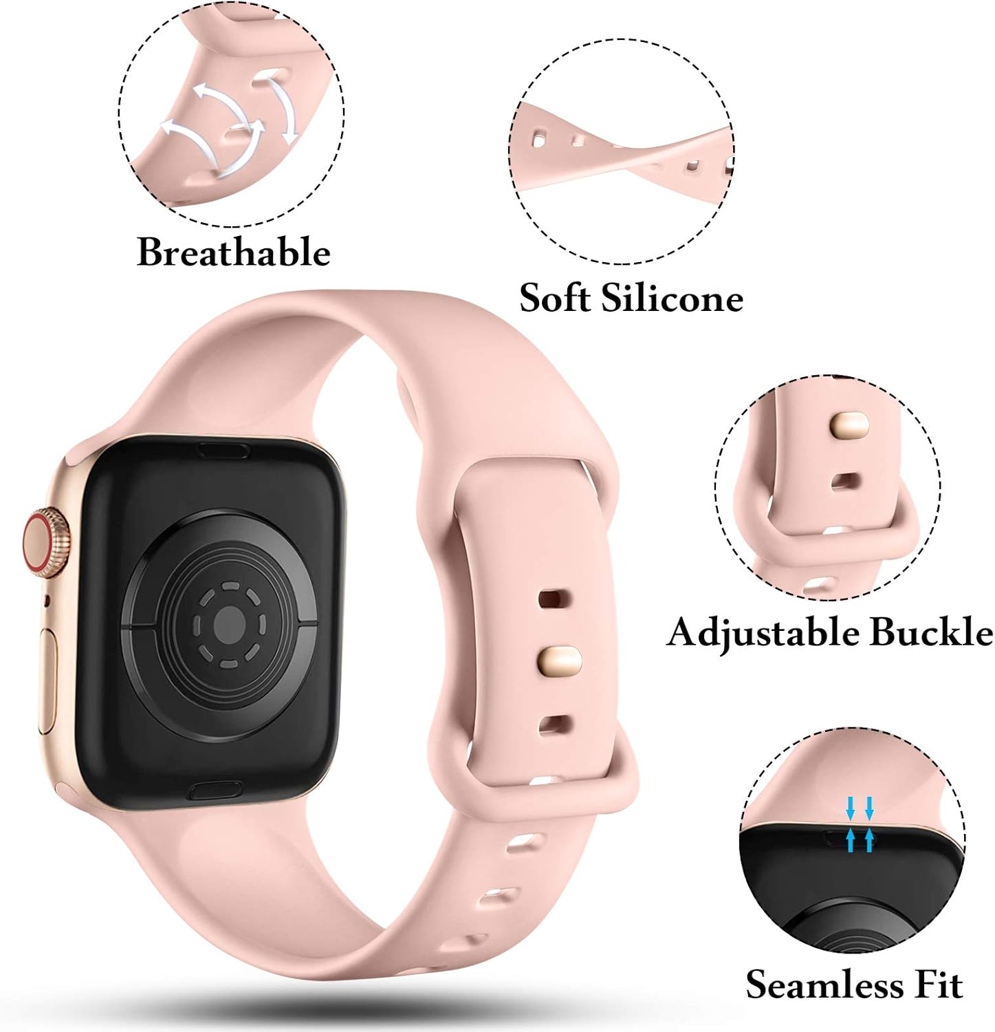 Thumbnail 3 de CeMiKa Silicone Sport Band for Apple Watch 38–49mm (Sand Pink)