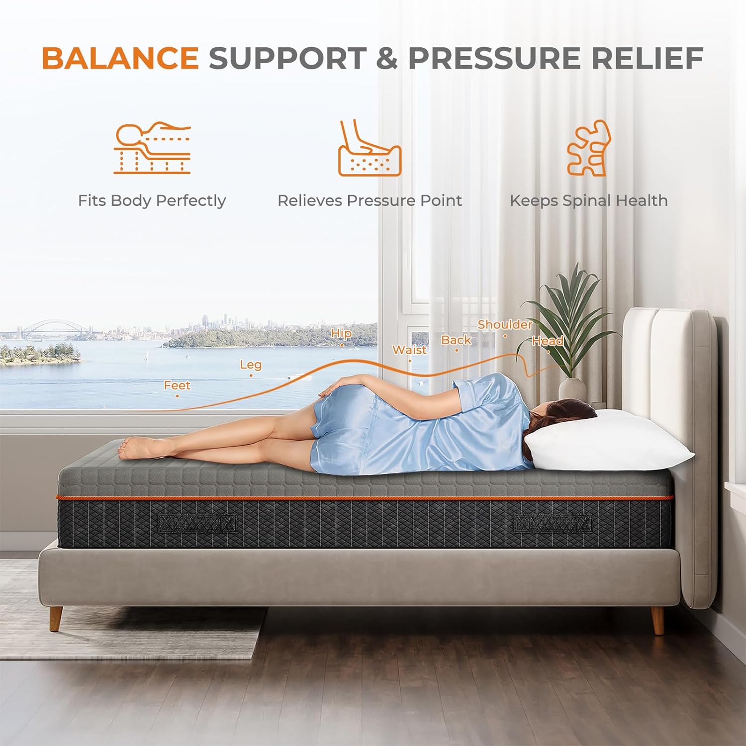 Thumbnail 2 de Uliyati Small Double Memory Foam Mattress (120x190x16cm) – Breathable, Pressure-relieving Sleep