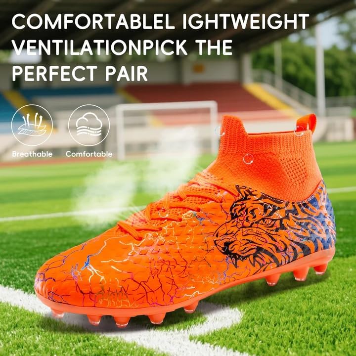 Detalle 2 de ZGWULZNGL Youth Soccer Cleats for Kids (Boys & Girls) – High-Top Training Football Shoes