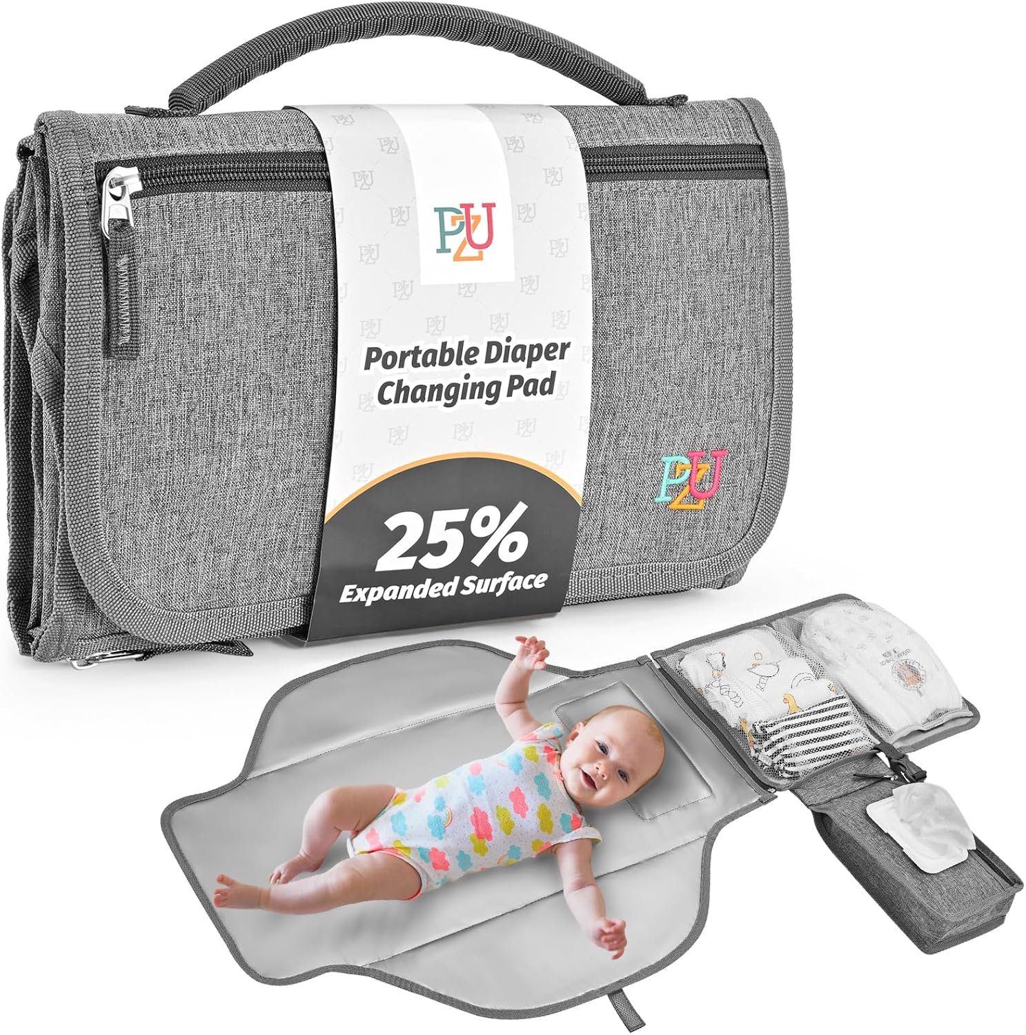 Detalle de Portable Baby Changing Mat with Wipe-Pocket and Head Cushion