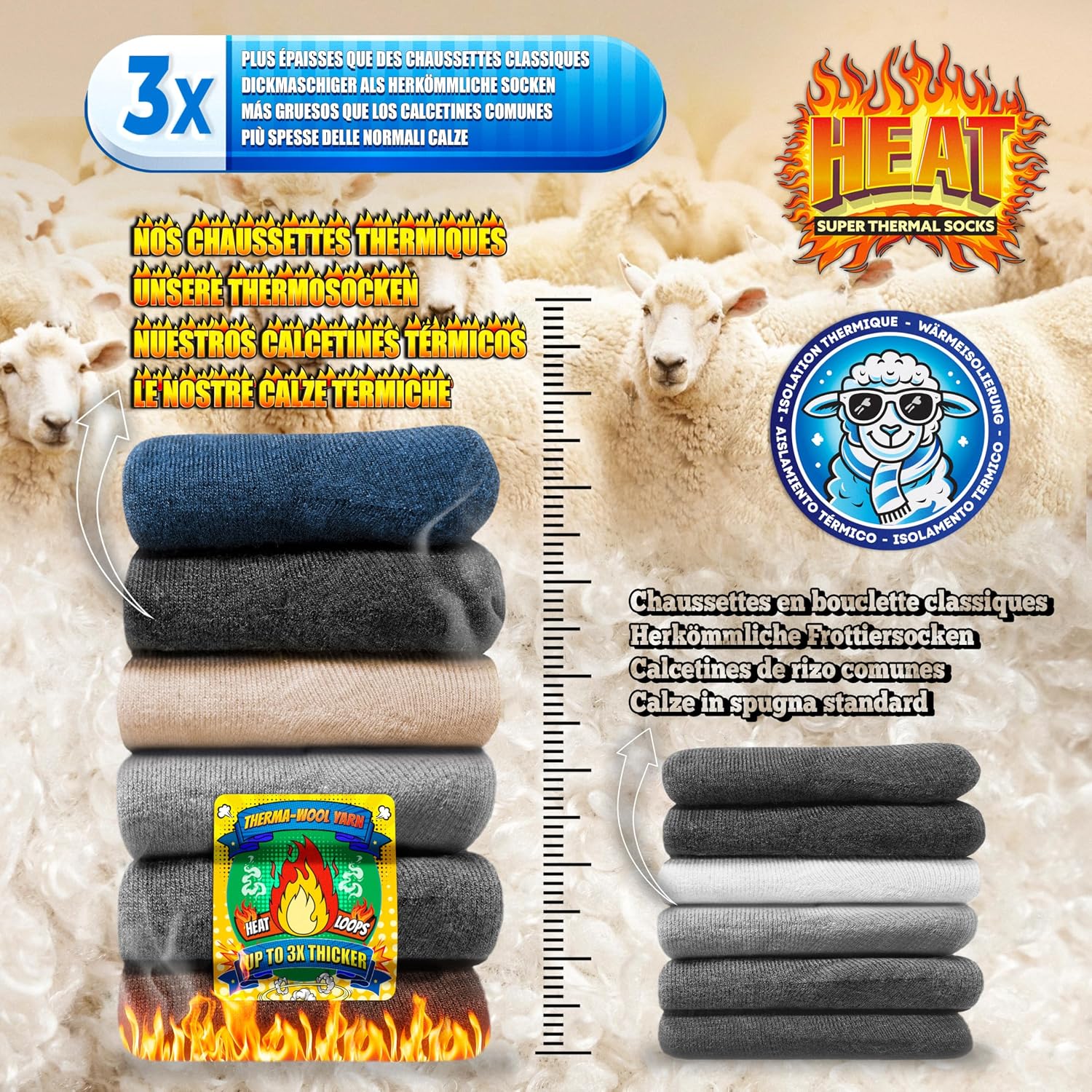 Detalle 2 de SOXCO Calze Termiche 6 Paia Unisex