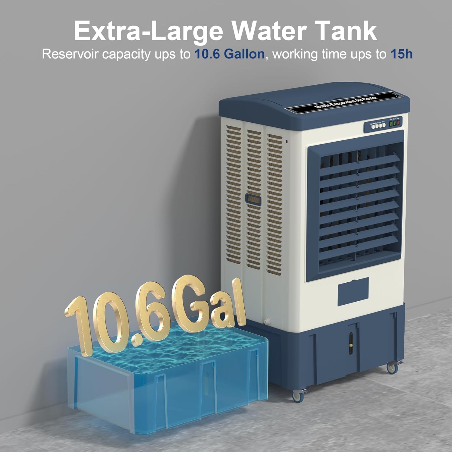 Detalle de Uthfy 41" Swamp Cooler: 4800 CFM Evaporative Cooler for Large Spaces