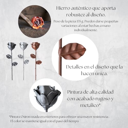 Thumbnail 3 de Forging Art Bcn Rosa Eterna de hierro forjado a mano (negro) – regalo para el 6º aniversario