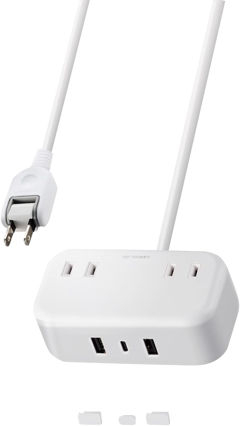 Detalle de エレコム ECT-25215WH 雷ガード付き電源タップ USB-C 20W対応・3ポート・1.5m