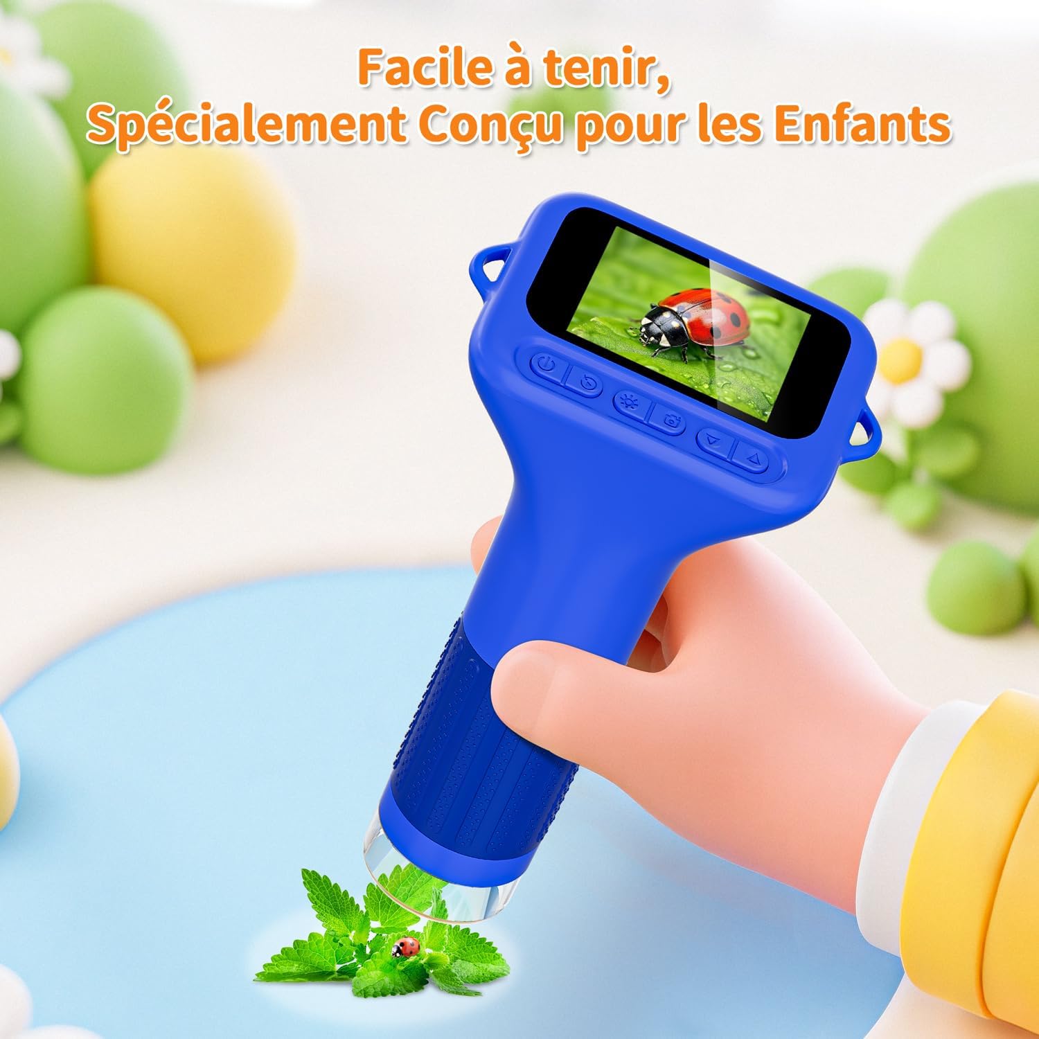Detalle 2 de Microscopio digitale per bambini SKYBASIC 2" IPS: zoom 1000x, 8 LED e schermo portatile