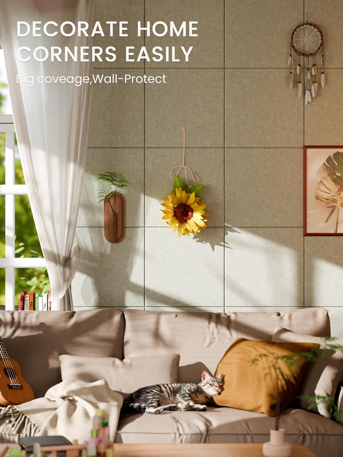 Thumbnail 3 de Bumusty Large Felt Notice Board (48" x 36") with 12 Tiles & 70 Removable Tabs – Sage