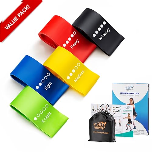 Detalle de Fit Simplify Resistance Loop Exercise Bands (Set of 5) with Carry Bag and Instruction Guide