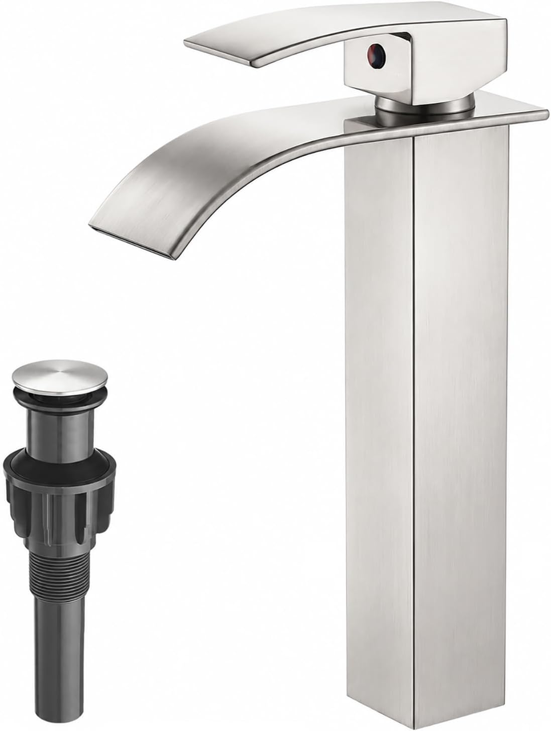 Detalle de VOTON V-1727L Vessel Sink Faucet, Brushed Nickel Waterfall Spout