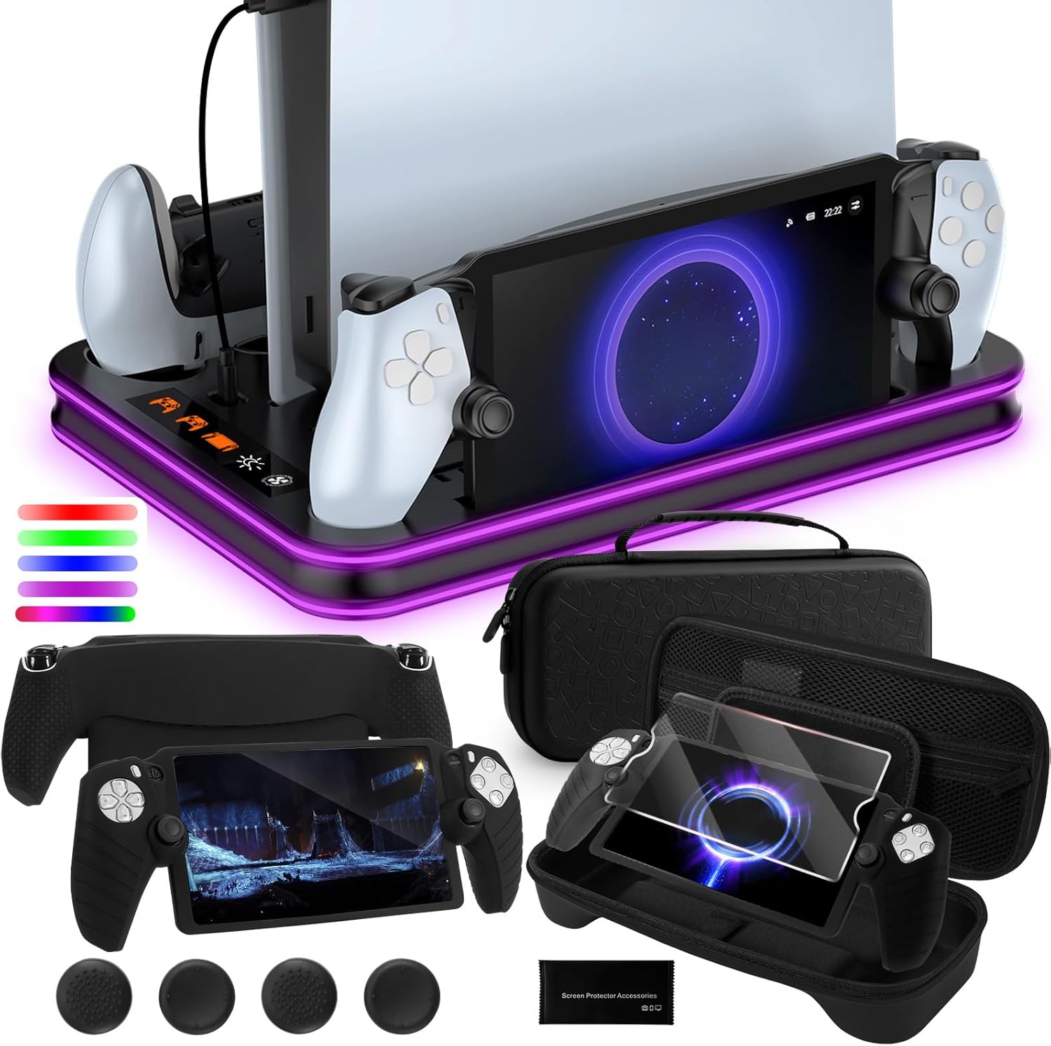 Detalle de All-in-1 Accessories Bundle for Playstation Portal: Charging, Protection and More for PS5