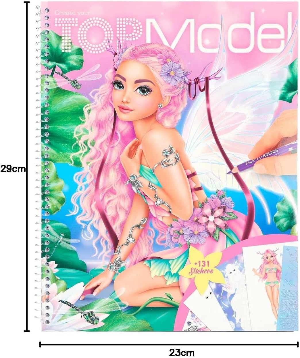 Detalle de Depesche 12147 Crea Il Tuo TOPModel – Libro da colorare Fantasy con 78 Pagine, adesivi e stencil