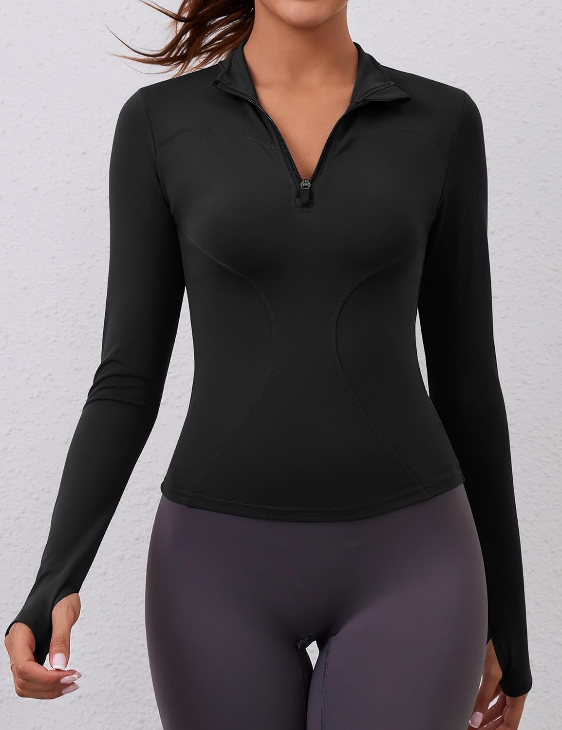 Detalle de LOMON Workout Crop Zip Top 90% Polyester