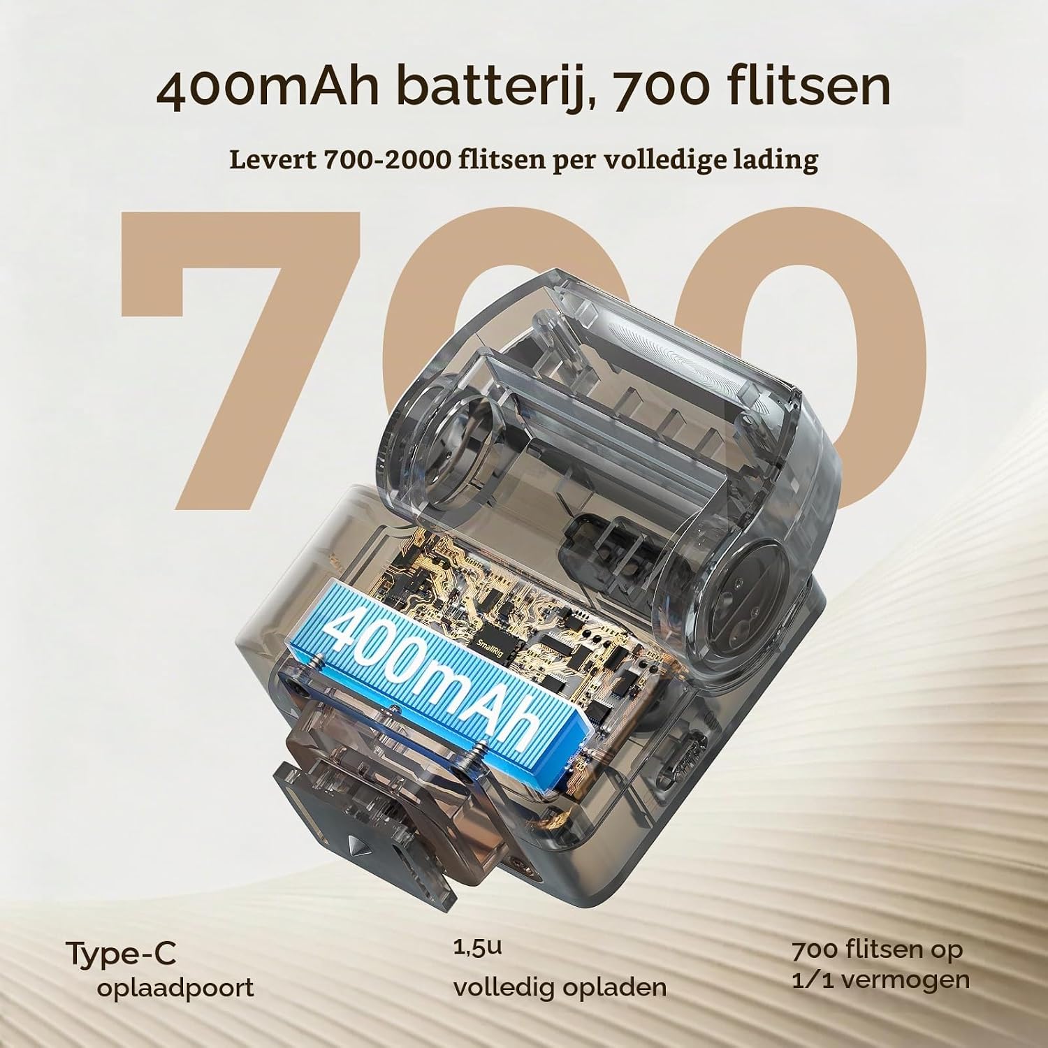 Detalle 2 de SMALLRIG RS-22 (5883) mini-flitser, 85° kantelbaar en 4 handmatige standen
