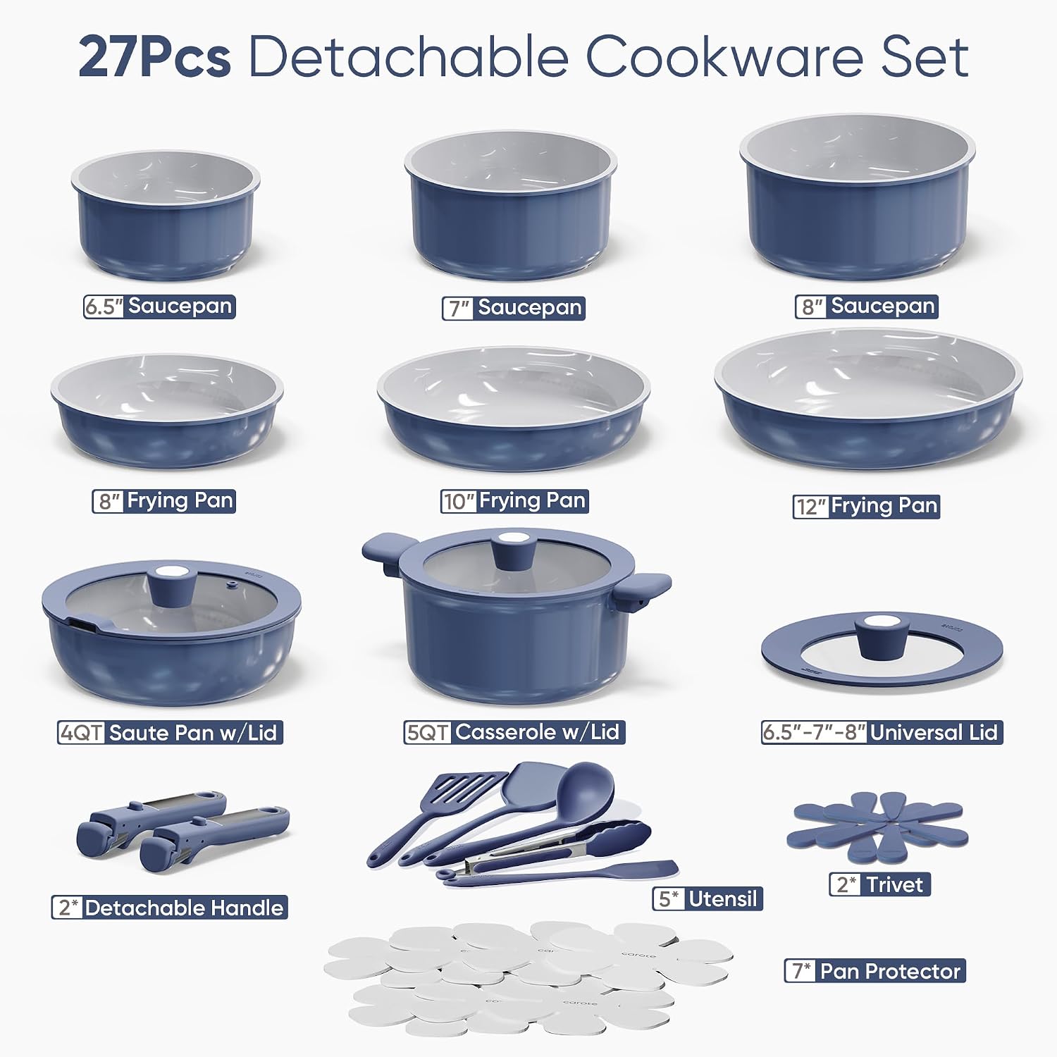 Detalle 2 de CAROTE 27pc Ceramic Cookware Set, Nonstick