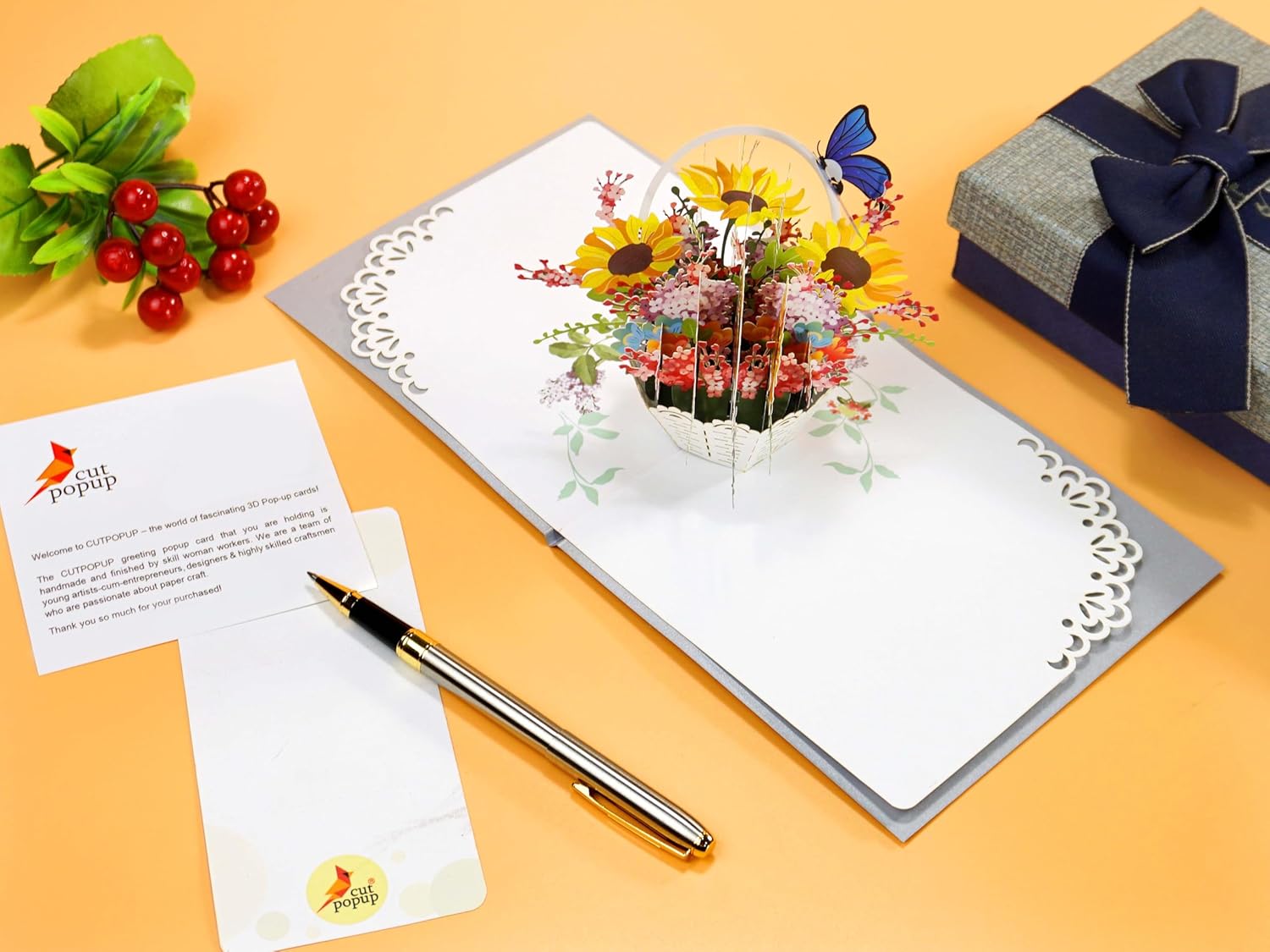 Thumbnail 6 de CUTPOPUP Sunflowers Basket Pop-Up Birthday Cards (15 x 15 cm) – Gifts for Women, Mum, Wife, Grandma