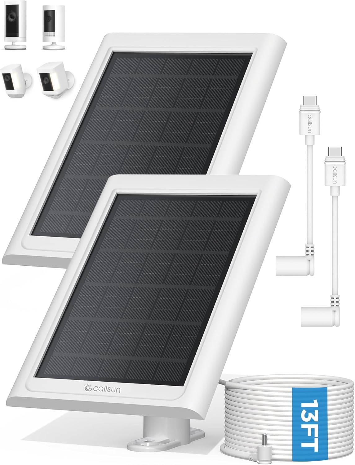 Detalle de Solar Panel for Ring Camera (2 Pack) — Solar Charger for Ring Stick Up and Spotlight Plus/Pro Outdoor Cams