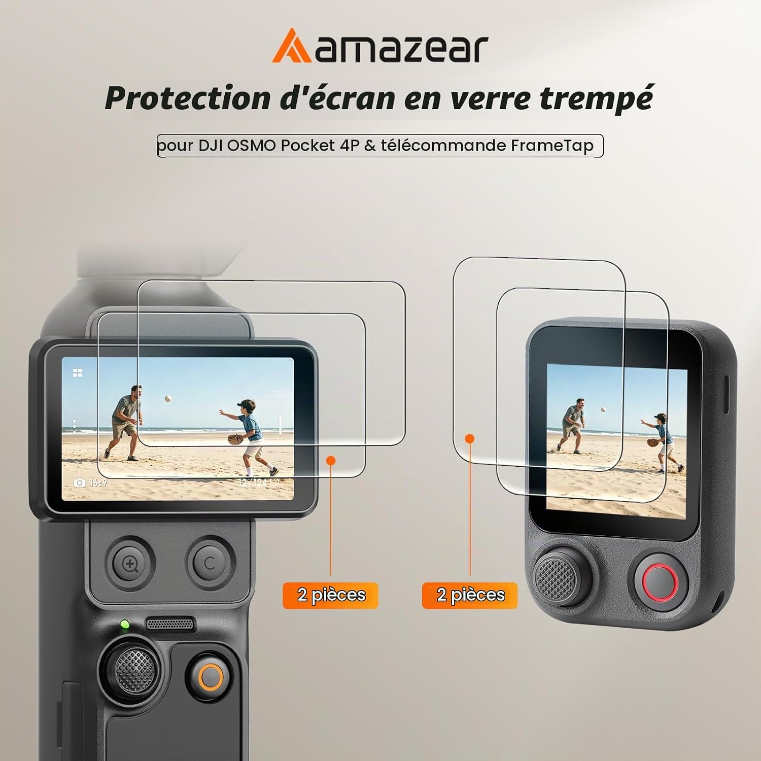 Thumbnail 1 de AMAZEAR displaybeschermers voor DJI Osmo Pocket 4 Pro en Osmo Mobile 8P, 9H-glas
