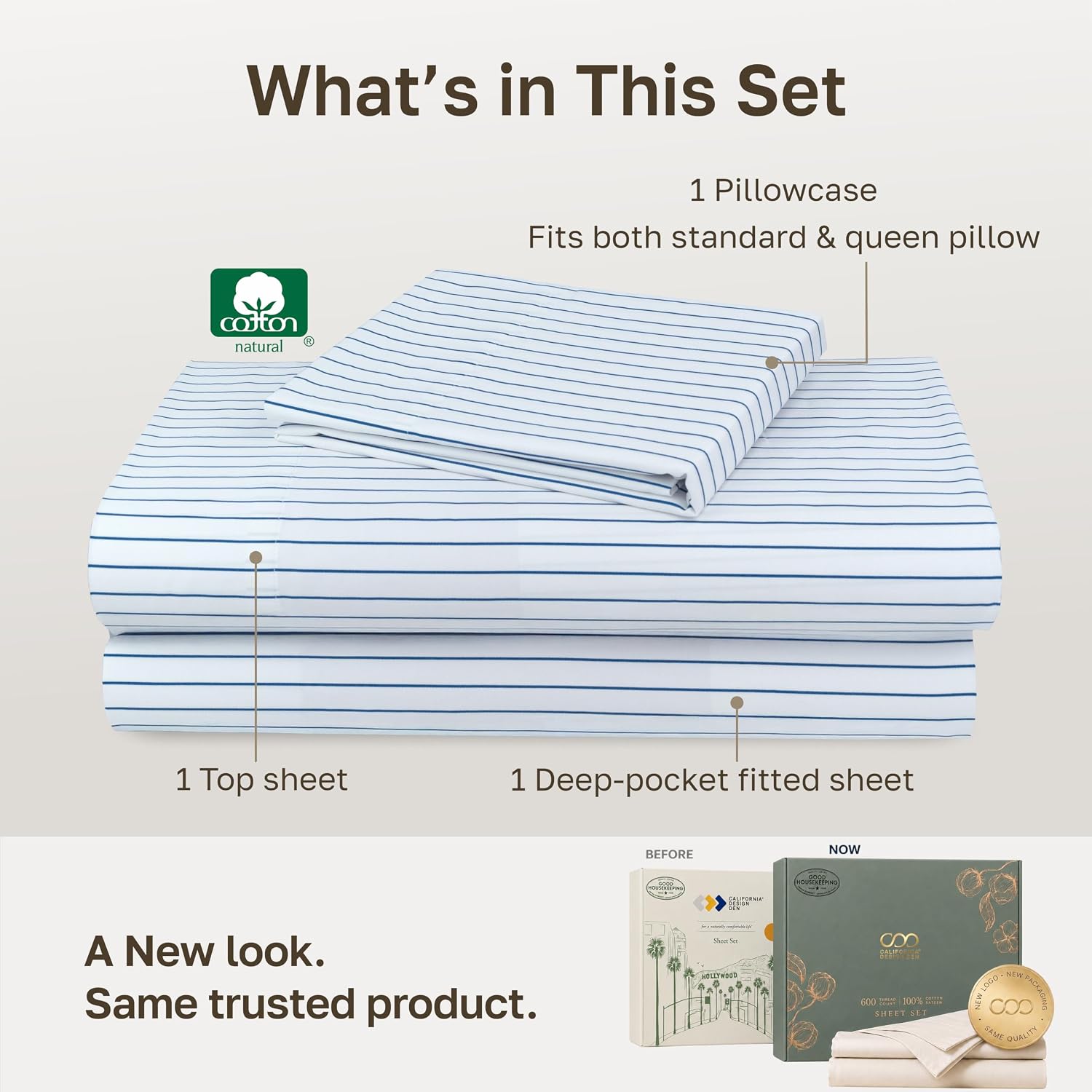 Thumbnail 2 de California Design Den 840307188717 Twin XL Cotton Sheet Set, 600-Thread-Count Sateen