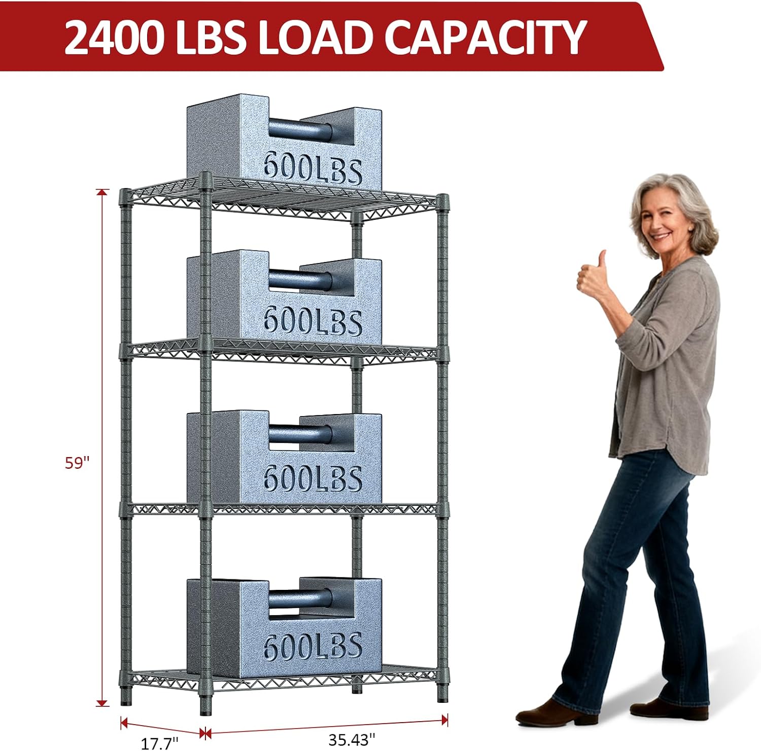 Thumbnail 2 de IZEUK 4-Tier Outdoor Metal Storage Shelving Unit 59"
