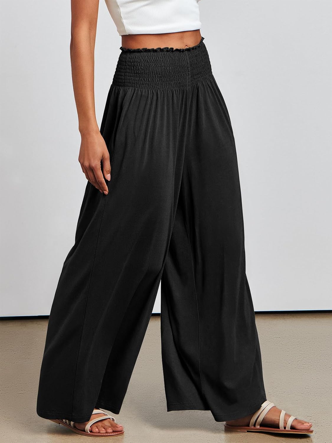 Thumbnail 4 de ANRABESS Women Palazzo Pants Wide Leg Casual Lounge Pants