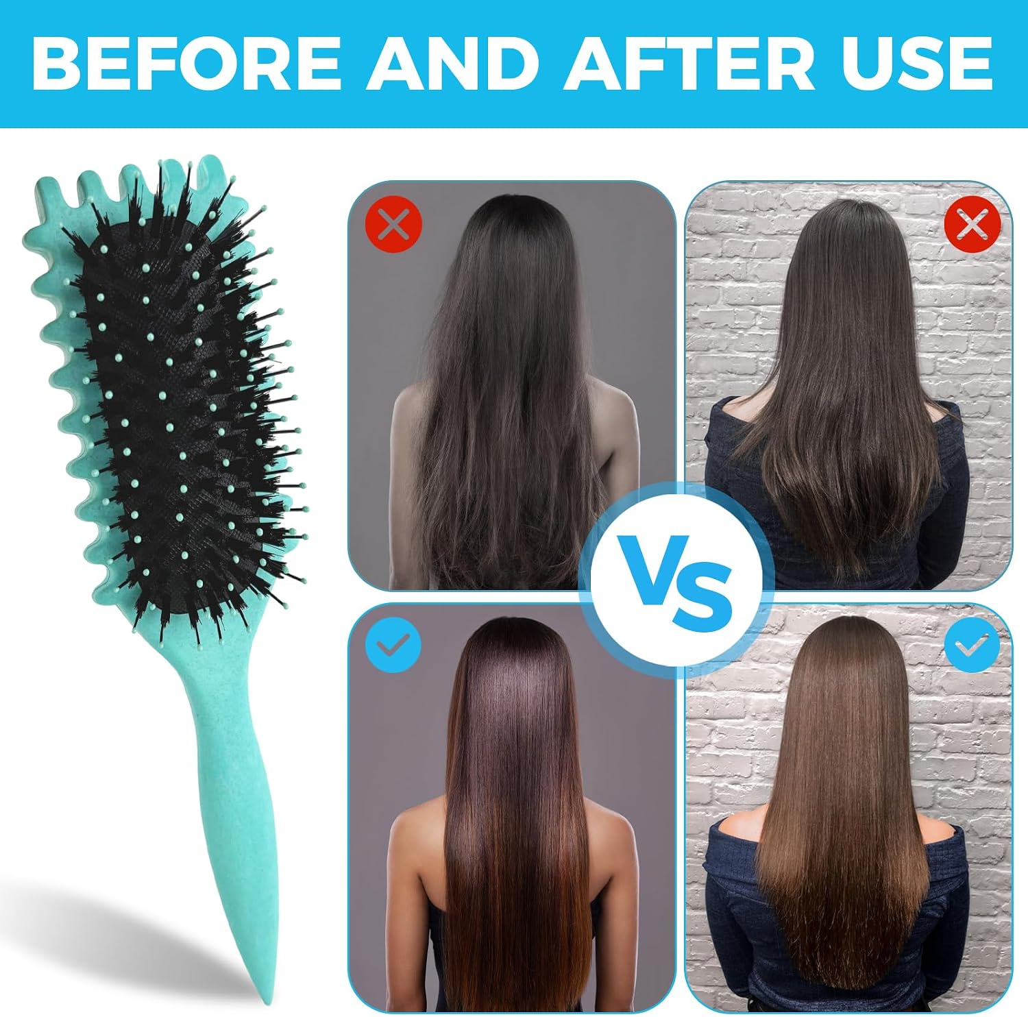 Detalle de CNMTCCO Curl Definition Styling Brush, Green Oval Brush for Curly Hair