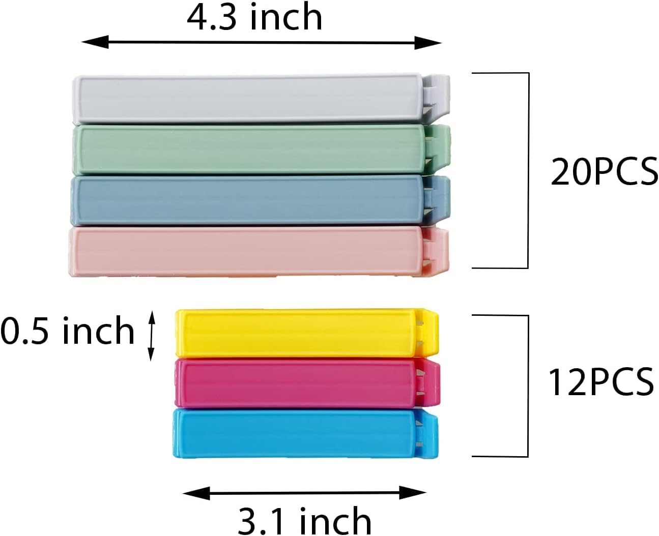 Thumbnail 1 de Yarall 32 PCS Food Bag Clips – Curved-Design Clips for Kitchen & Freezer (11cm x 20cm and 7.8cm x 12cm)