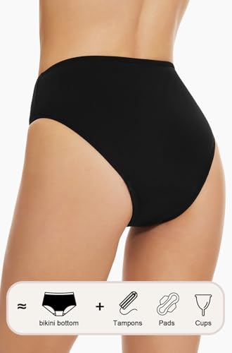 Detalle de Leovqn Period Swimwear Bikini Bottoms – Leakproof, UPF 50+ Waterproof Brief for Light to Medium Days