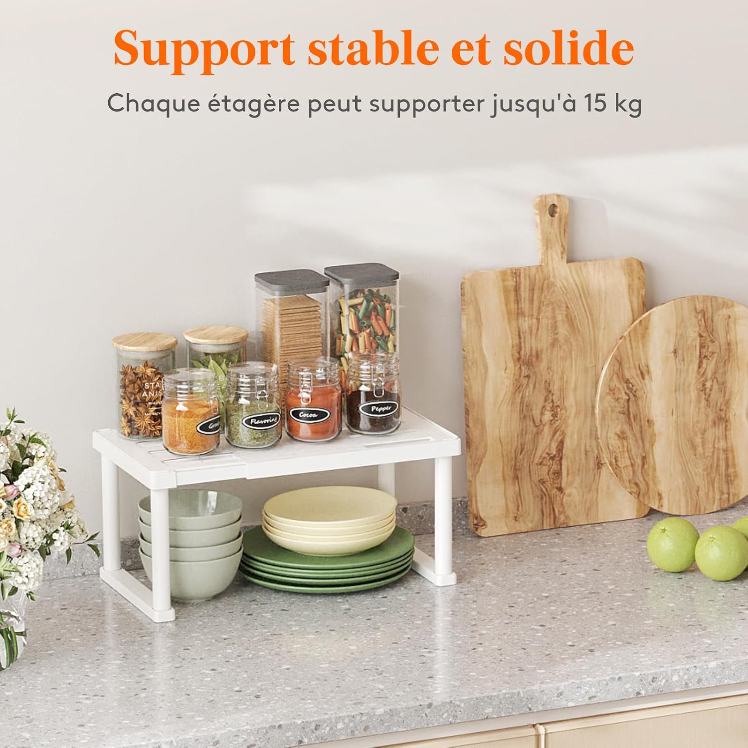 Detalle 2 de Lifewit 23205 verstelbaar keukenrek van ABS-kunststof, wit