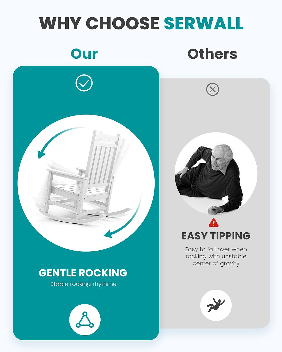 Detalle 2 de SERWALL Outdoor Rocking Chairs HDPE