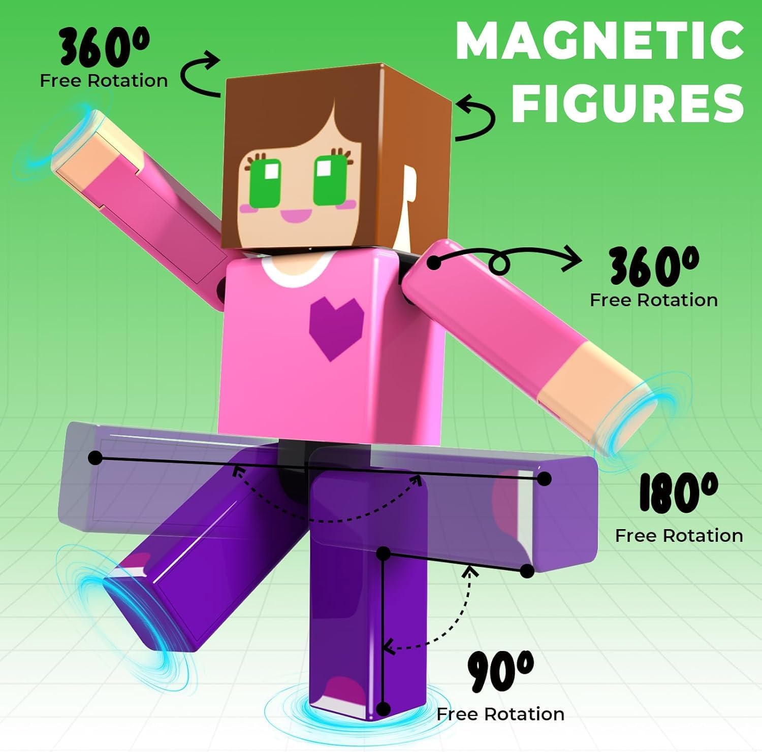 Thumbnail 2 de 164 Pezzi Blocchi Magnetici Set Avventura nella Foresta Magica con figure e lanterna di zucca