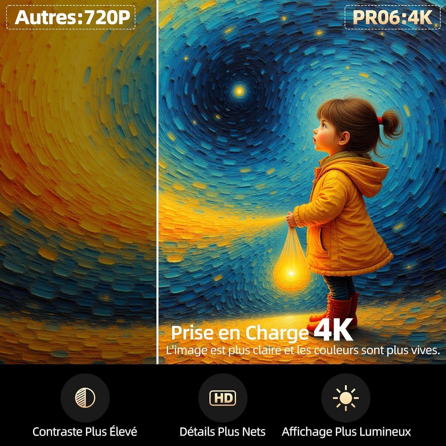 Thumbnail 3 de Beamer Unterstützt 4K – Heimkino-Projektor mit WLAN, 270° Drehung und automatischer Trapezkorrektur